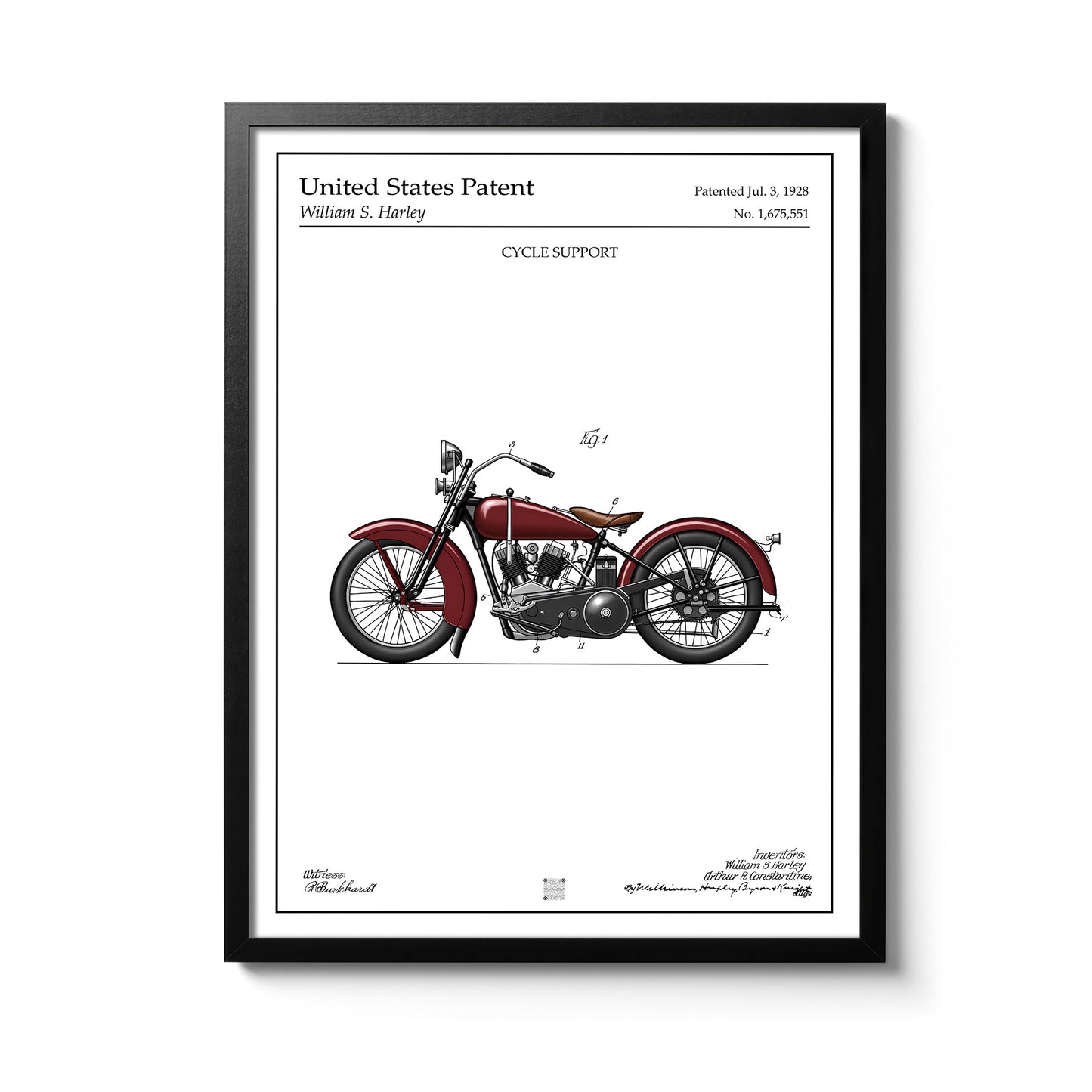 Affiche brevet Harley-Davidson 1928