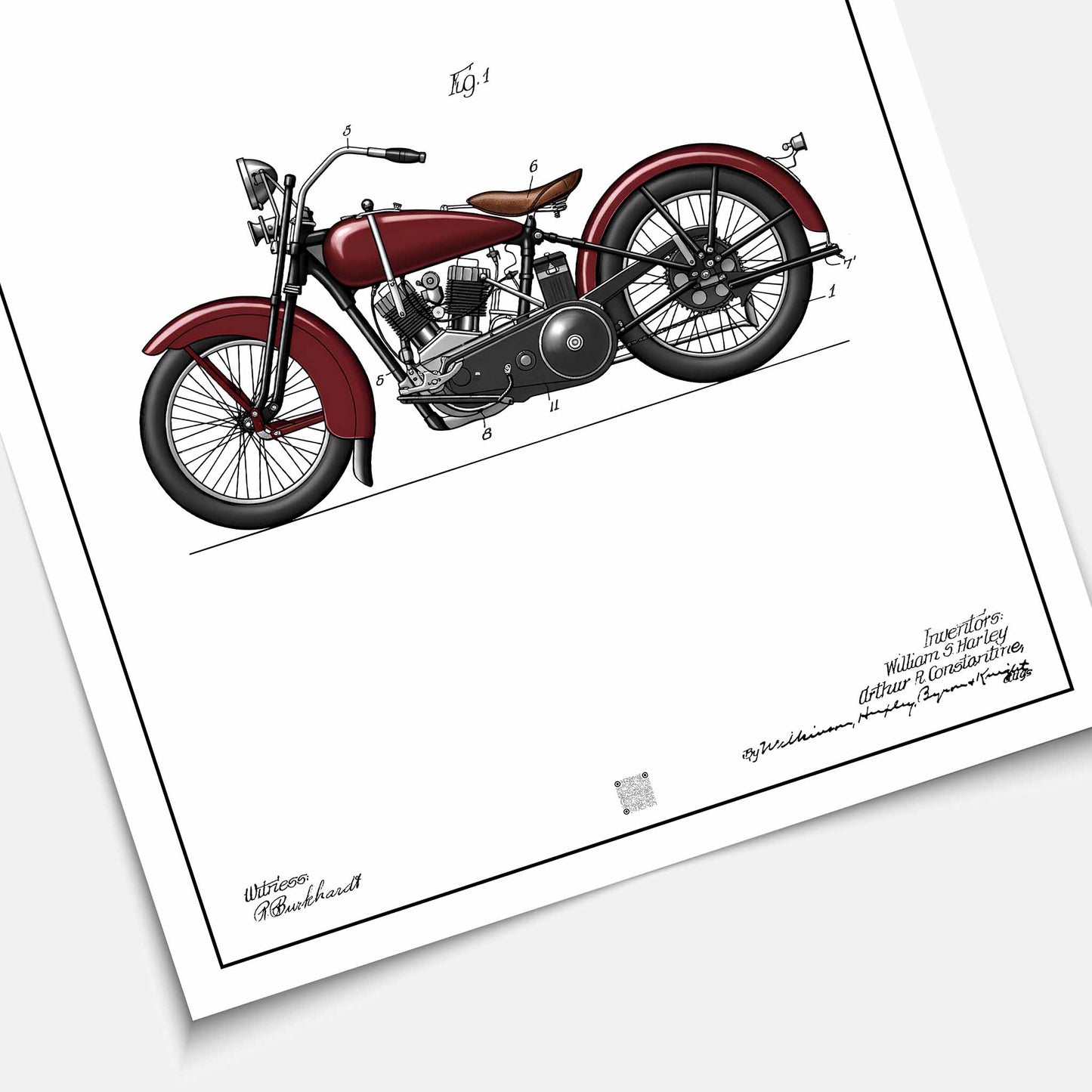Affiche brevet Harley-Davidson 1928