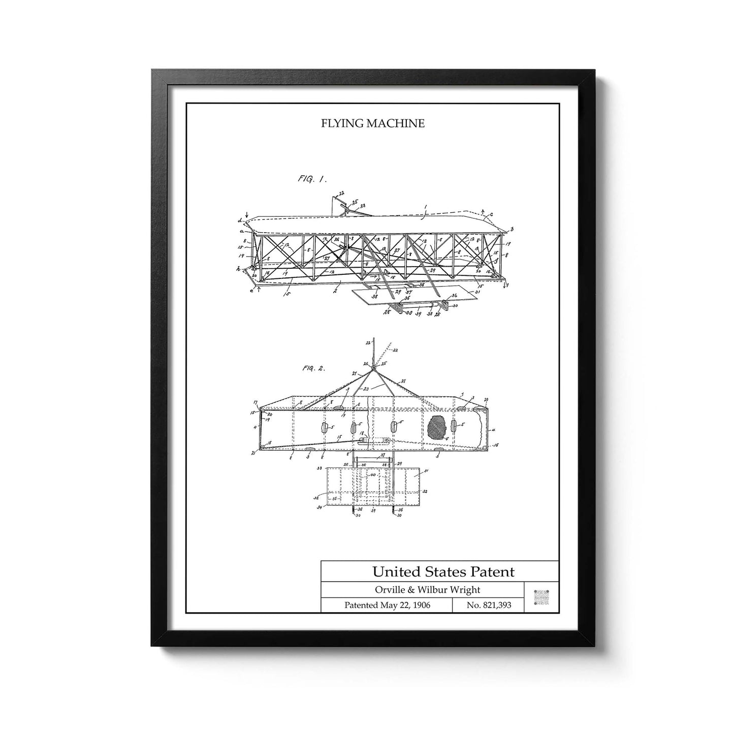 Affiche brevet Avion Frères Wright