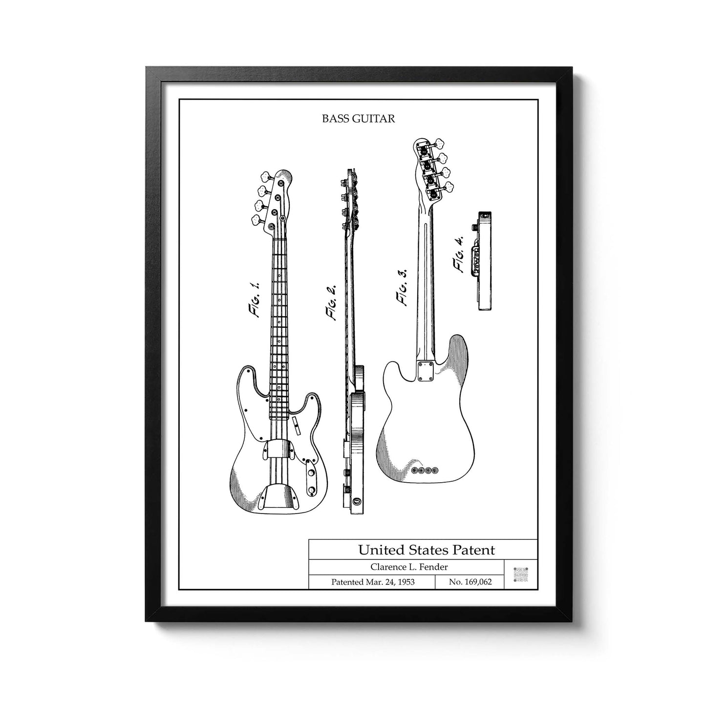 Affiche brevet Guitare Basse Fender