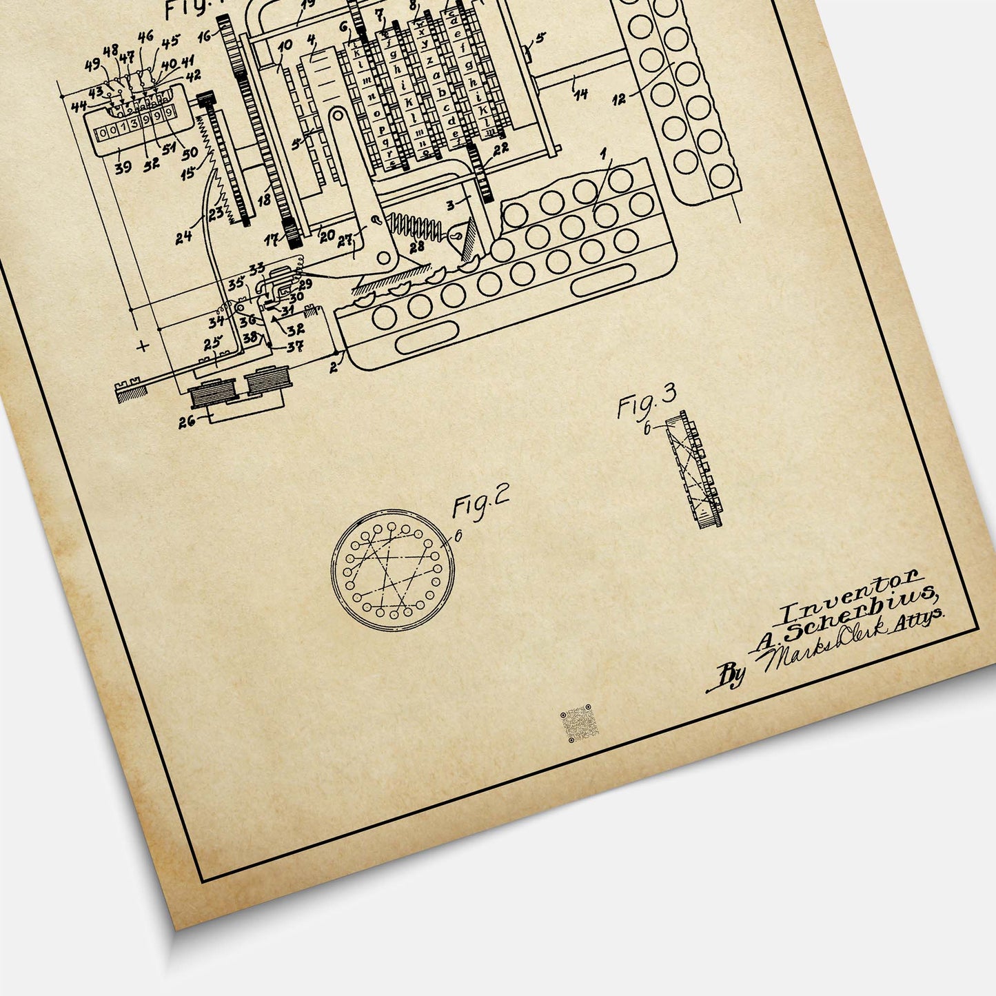 Affiche brevet Machine Enigma