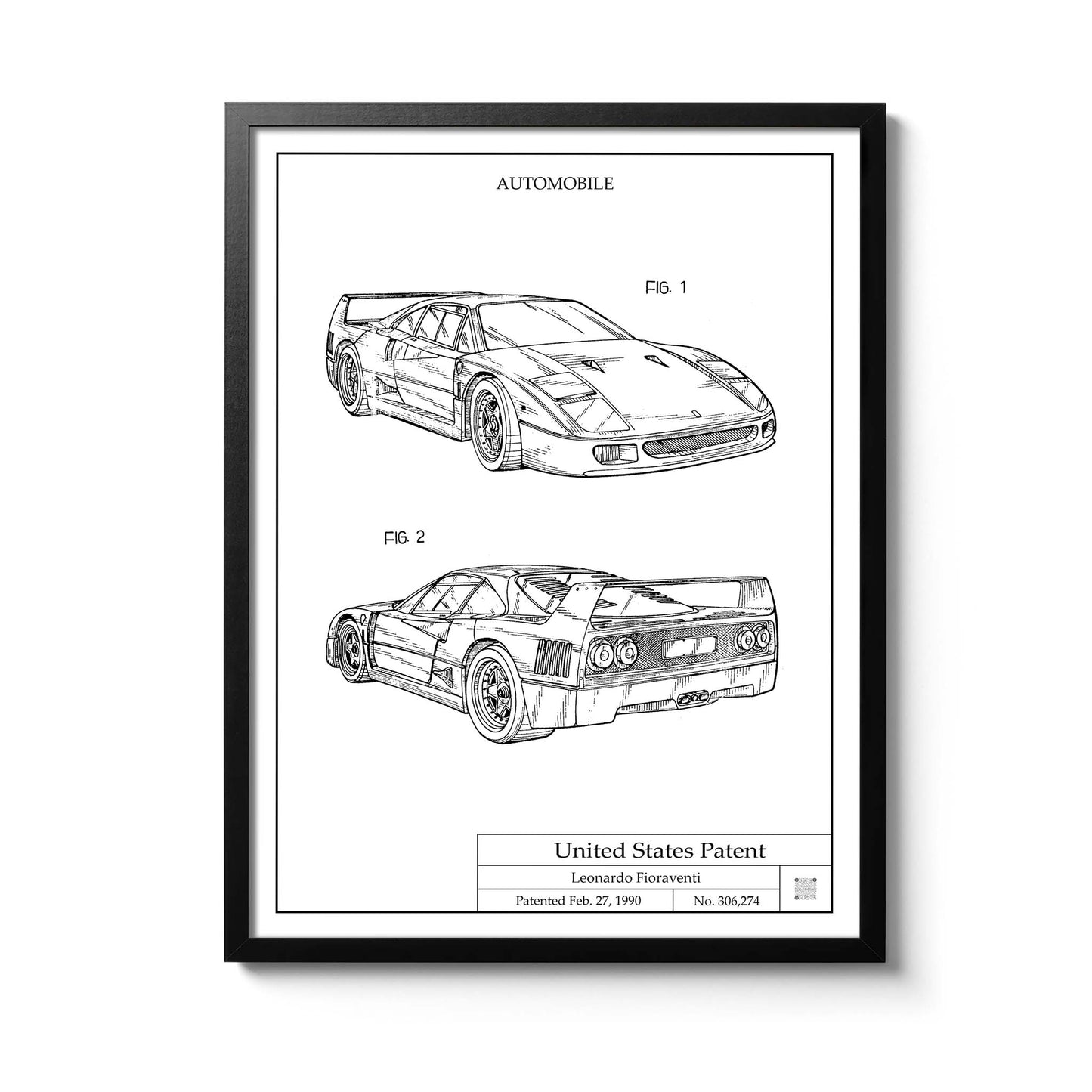 Affiche brevet Ferrari F40