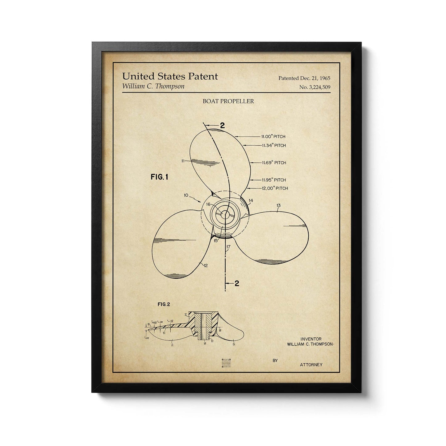 Affiche brevet Hélice de Bateau