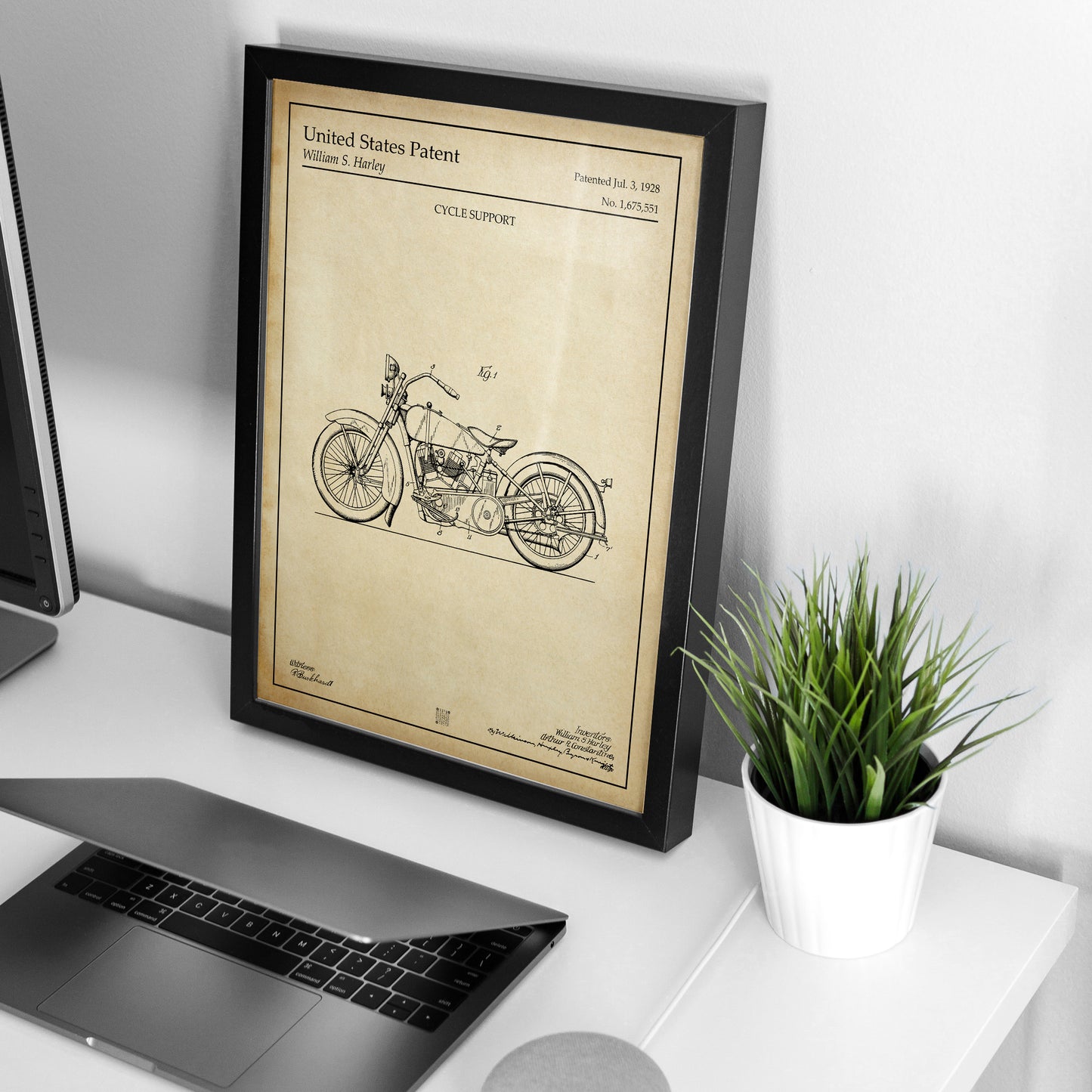 Affiche brevet Harley-Davidson 1928