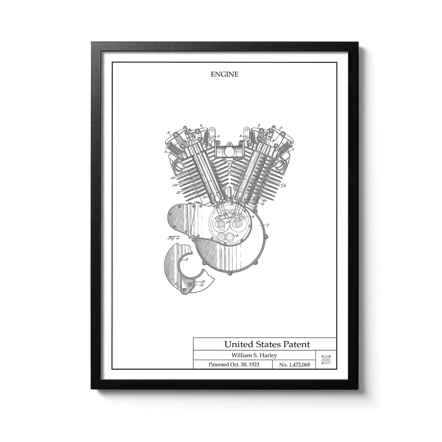 Affiche brevet Moteur Harley Davidson