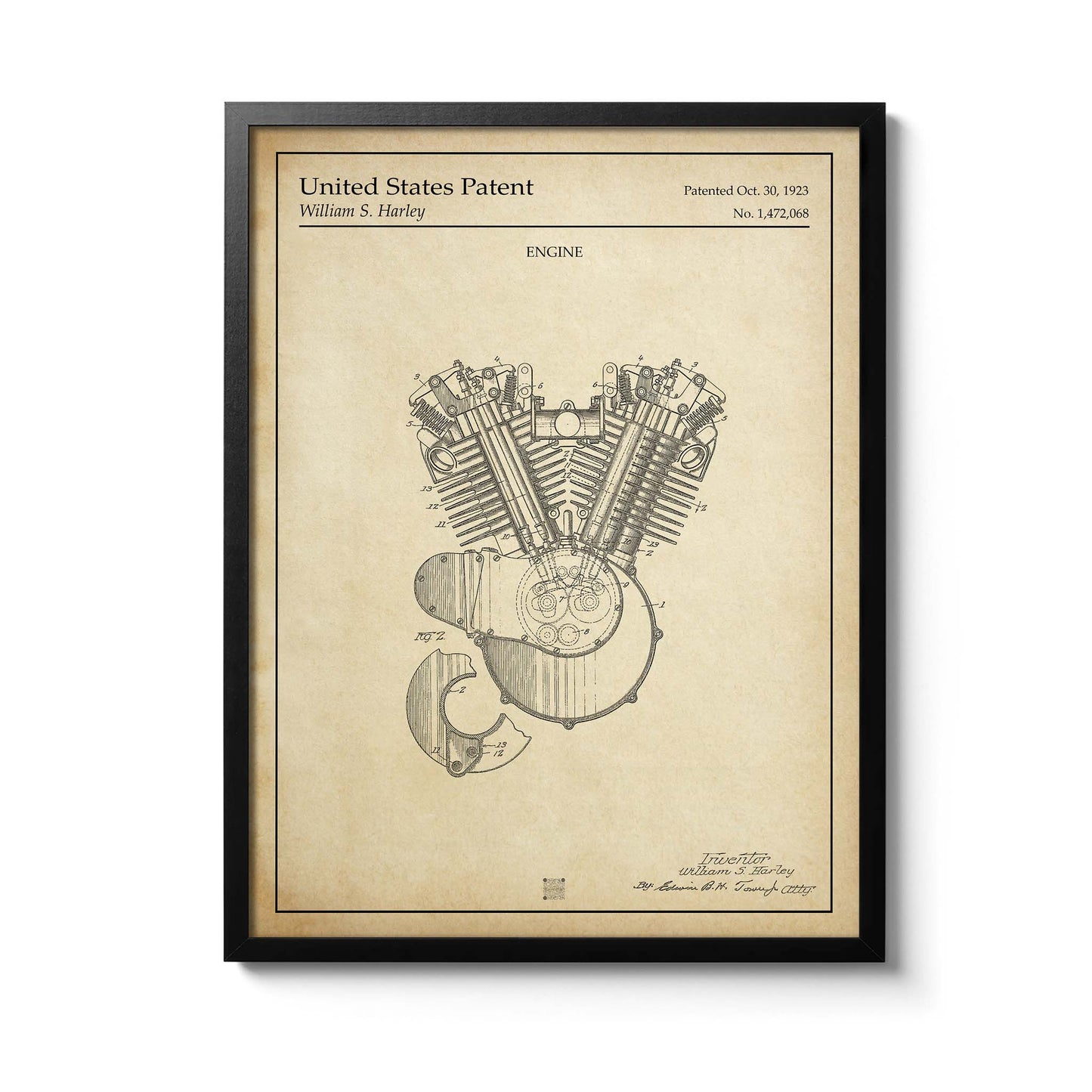 Affiche brevet Moteur Harley Davidson