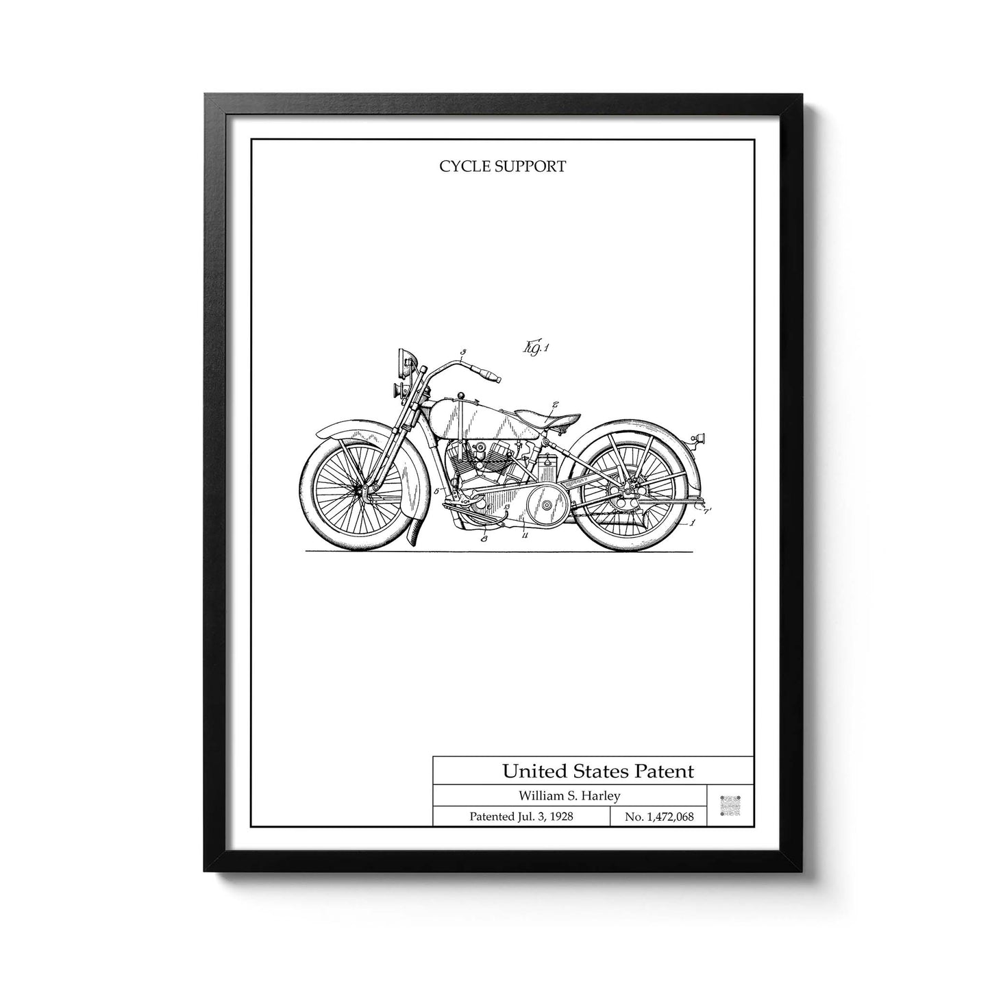 Affiche brevet Harley-Davidson 1928