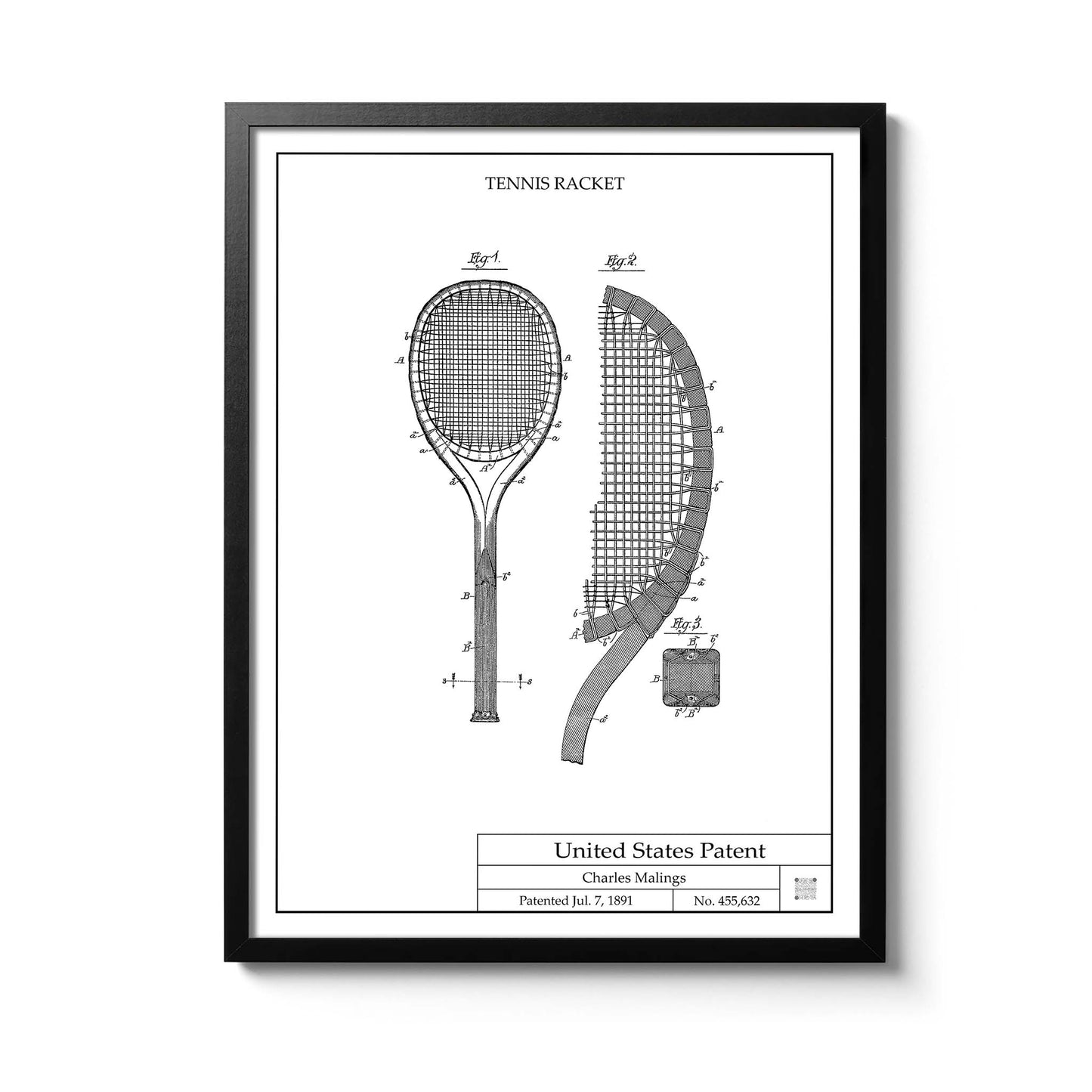 Affiche brevet Raquette de Tennis
