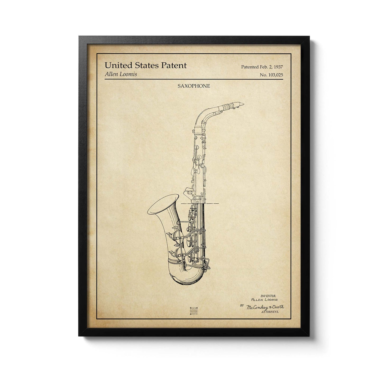 Affiche brevet Saxophone