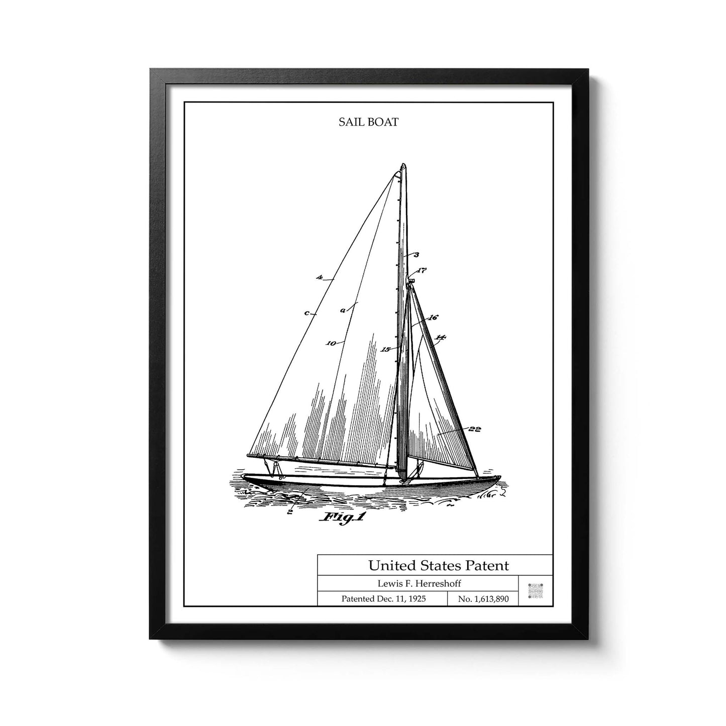 Affiche brevet Voilier Herreshoff