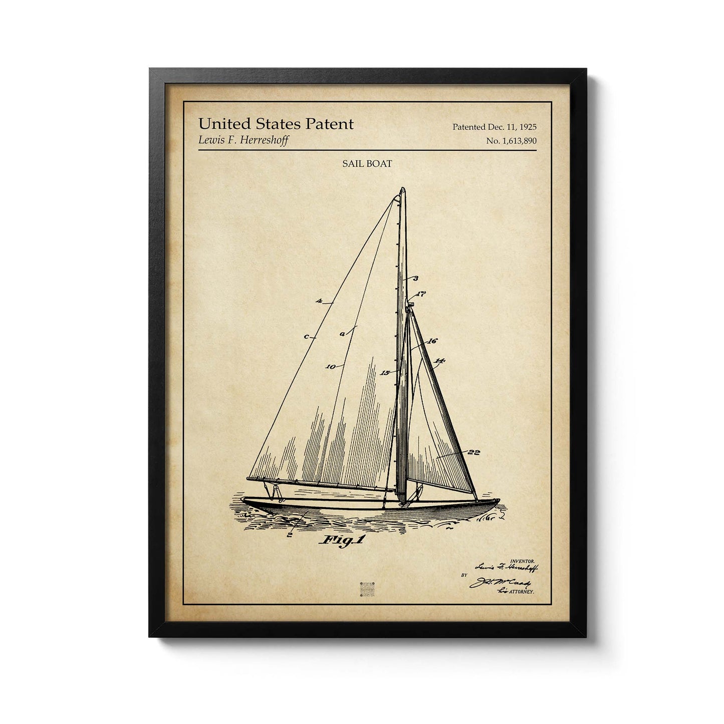 Affiche brevet Voilier Herreshoff