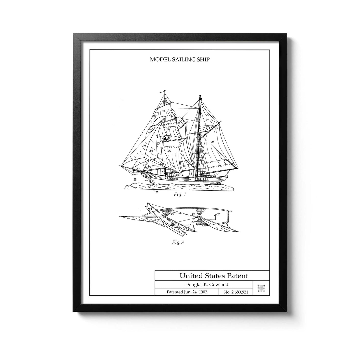 Affiche brevet Voilier Gowland