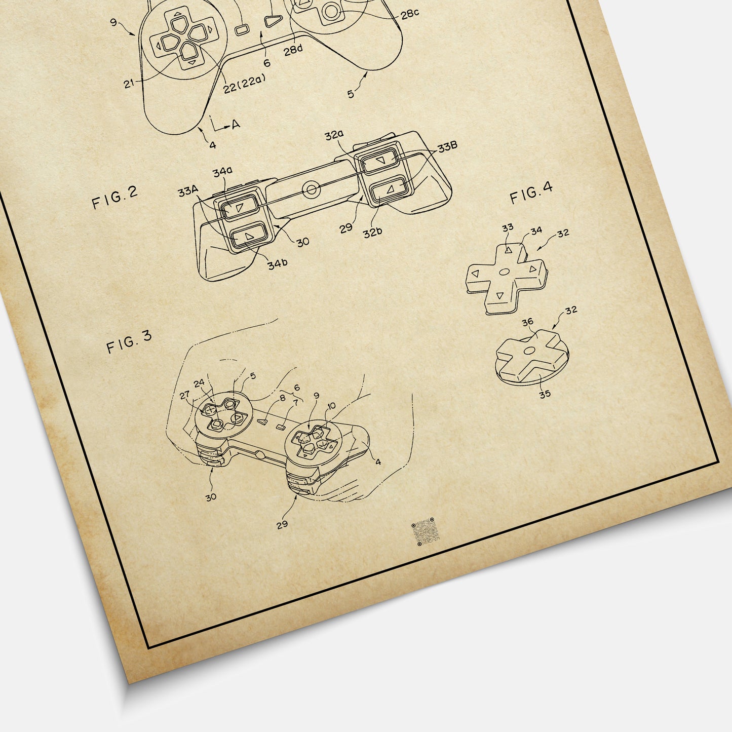 Affiche brevet Manette PlayStation