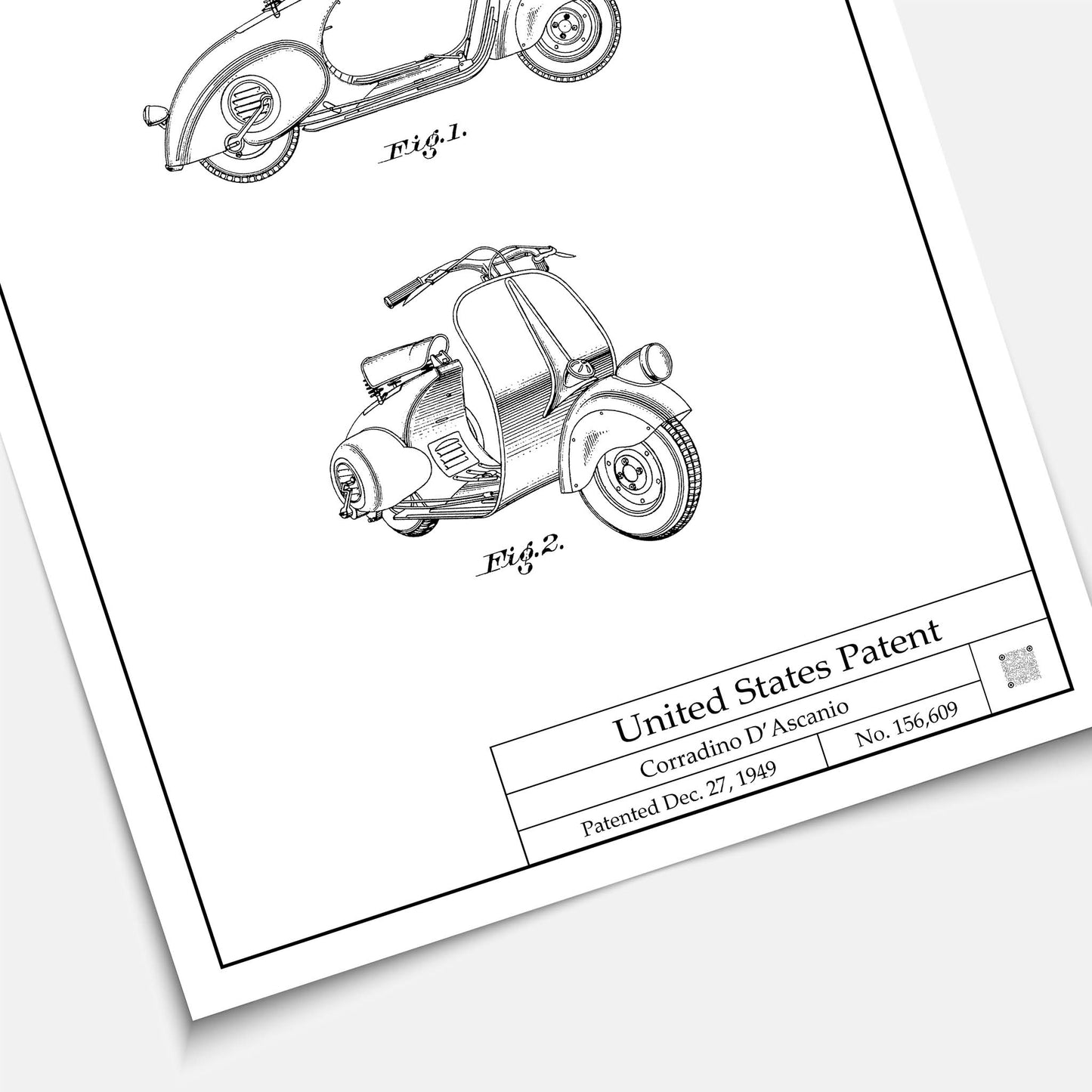 Affiche brevet Scooter Vespa