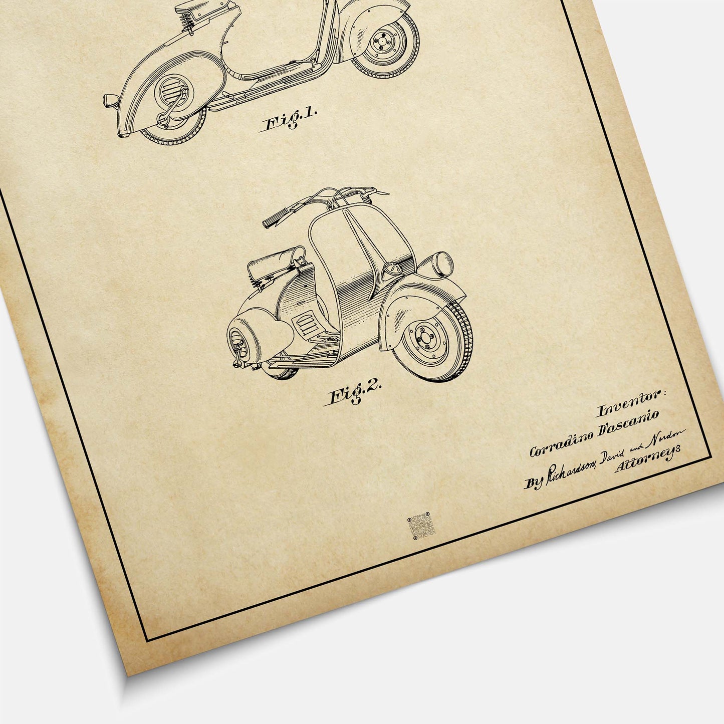 Affiche brevet Scooter Vespa