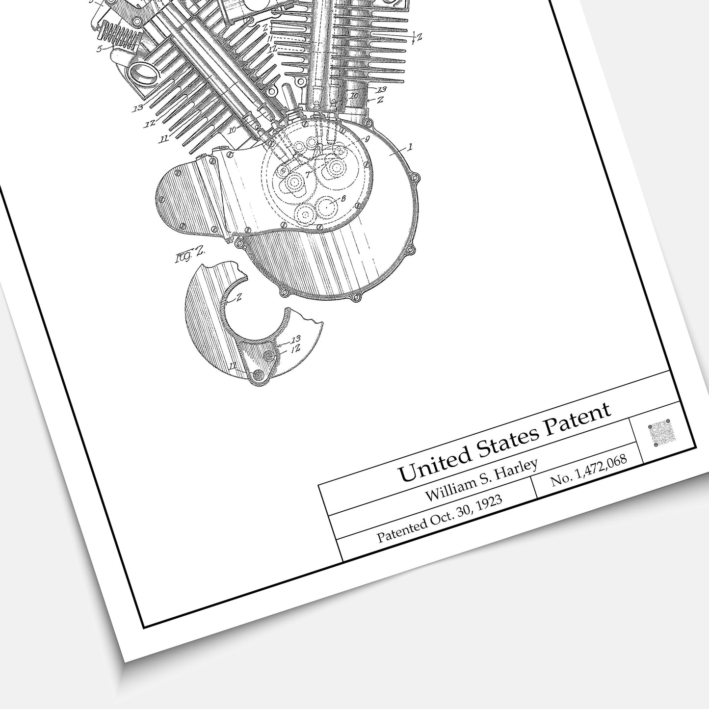Affiche brevet Moteur Harley Davidson