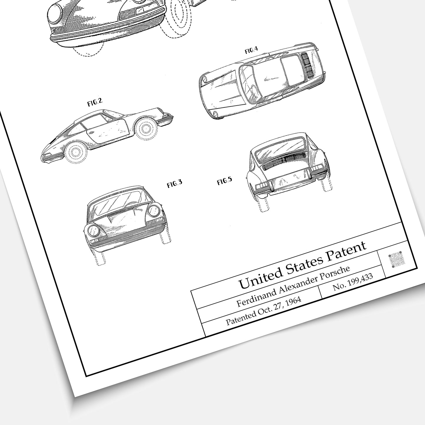 Affiche brevet Porsche 911