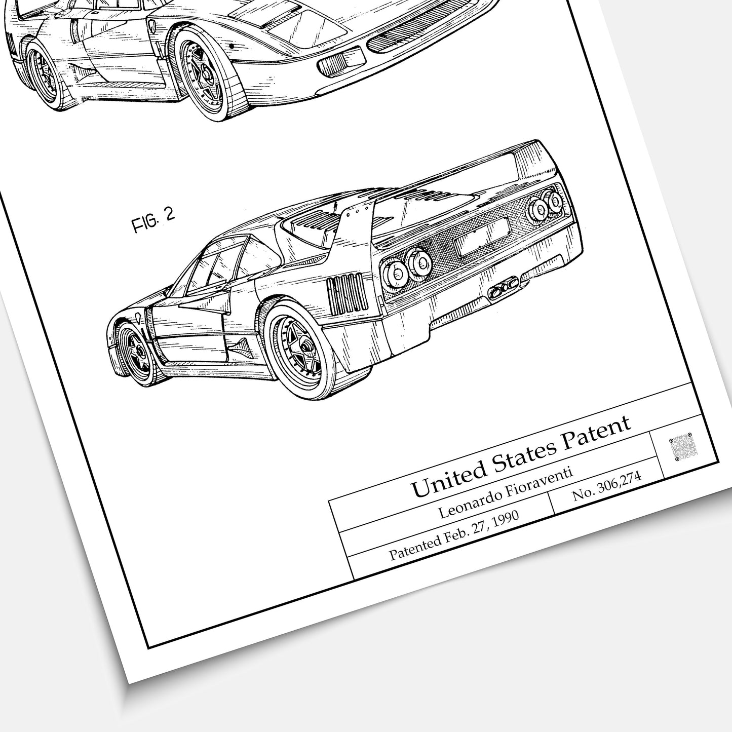 Affiche brevet Ferrari F40