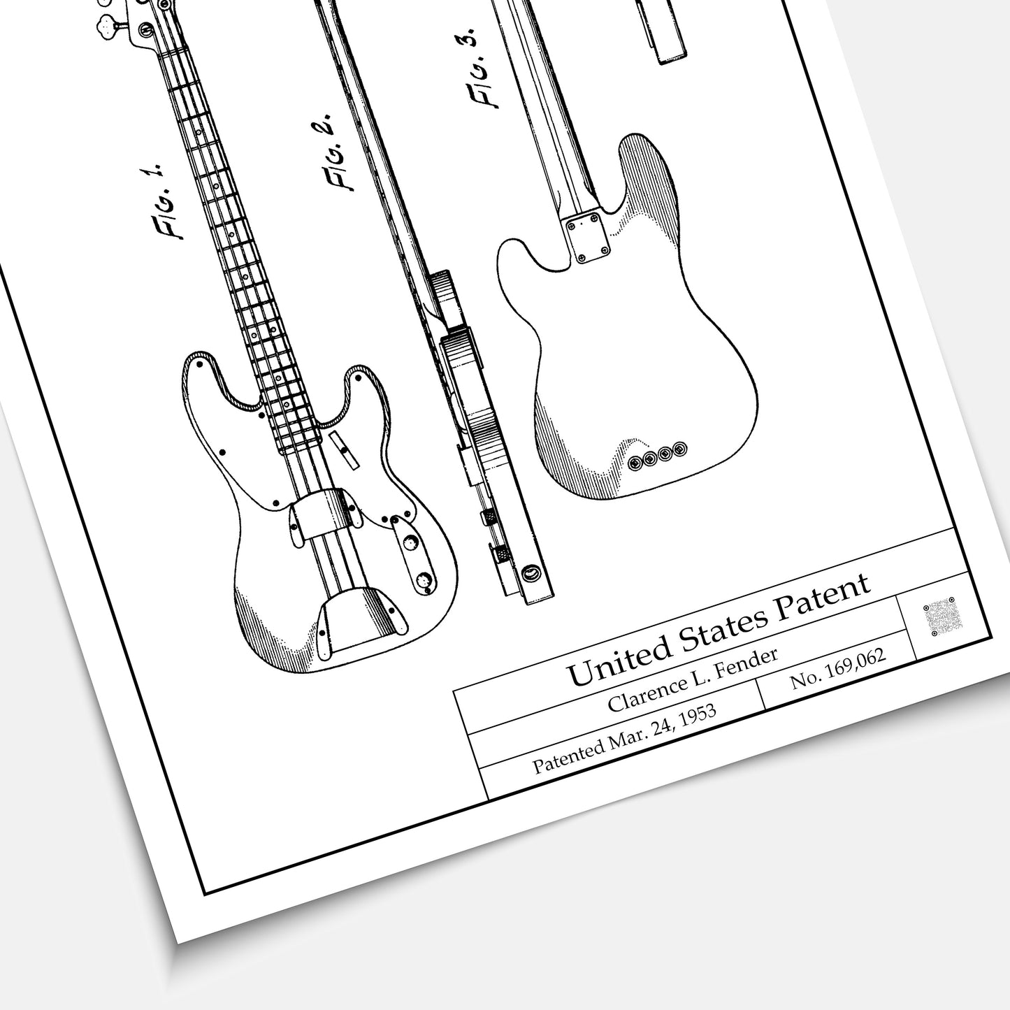 Affiche brevet Guitare Basse Fender