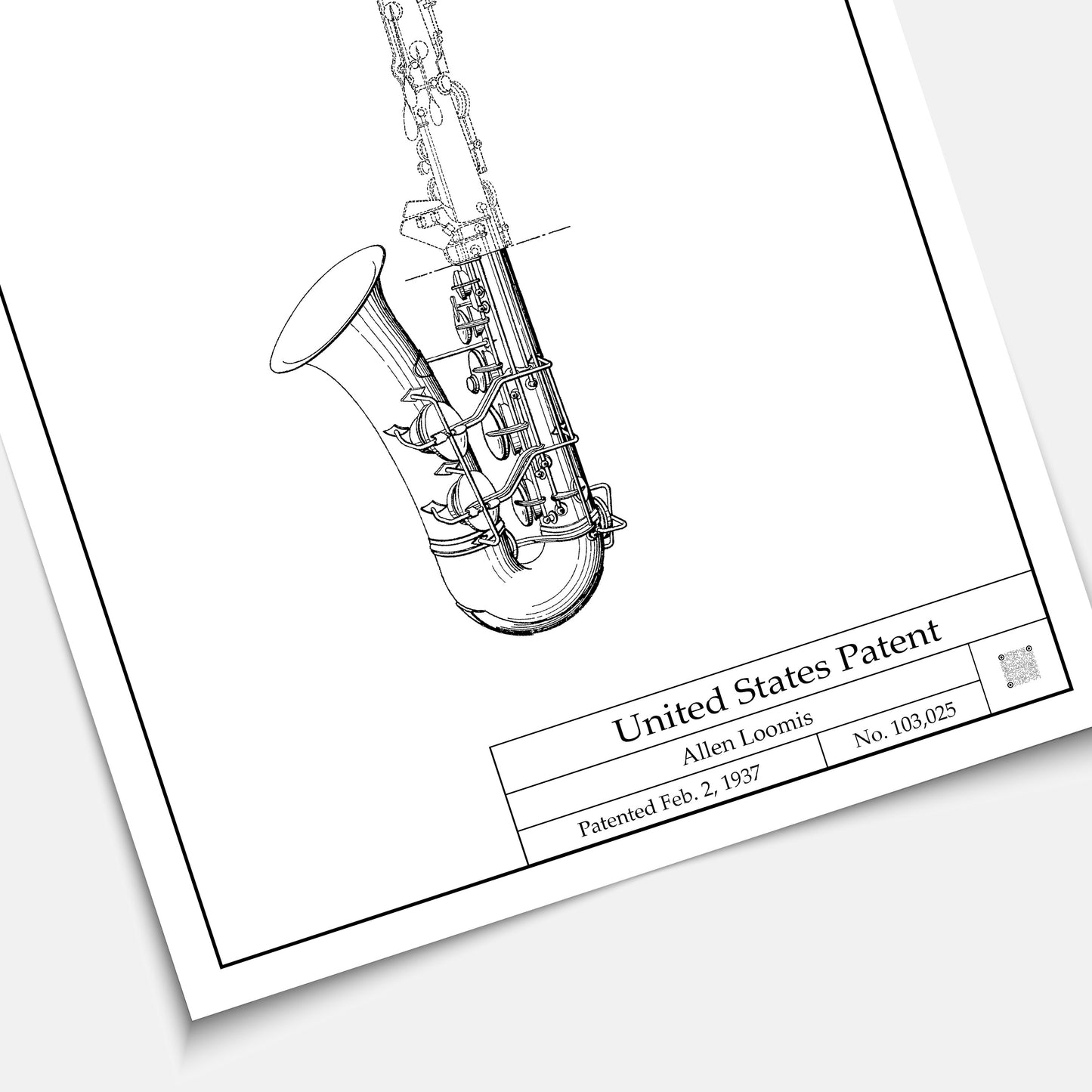 Affiche brevet Saxophone