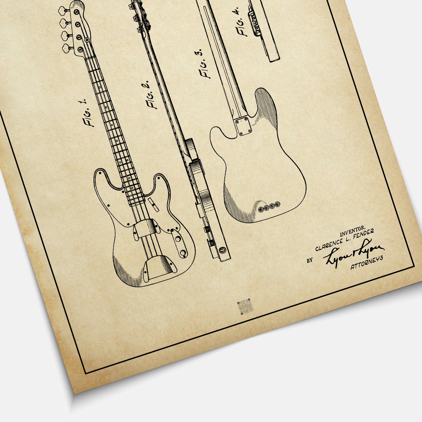 Affiche brevet Guitare Basse Fender