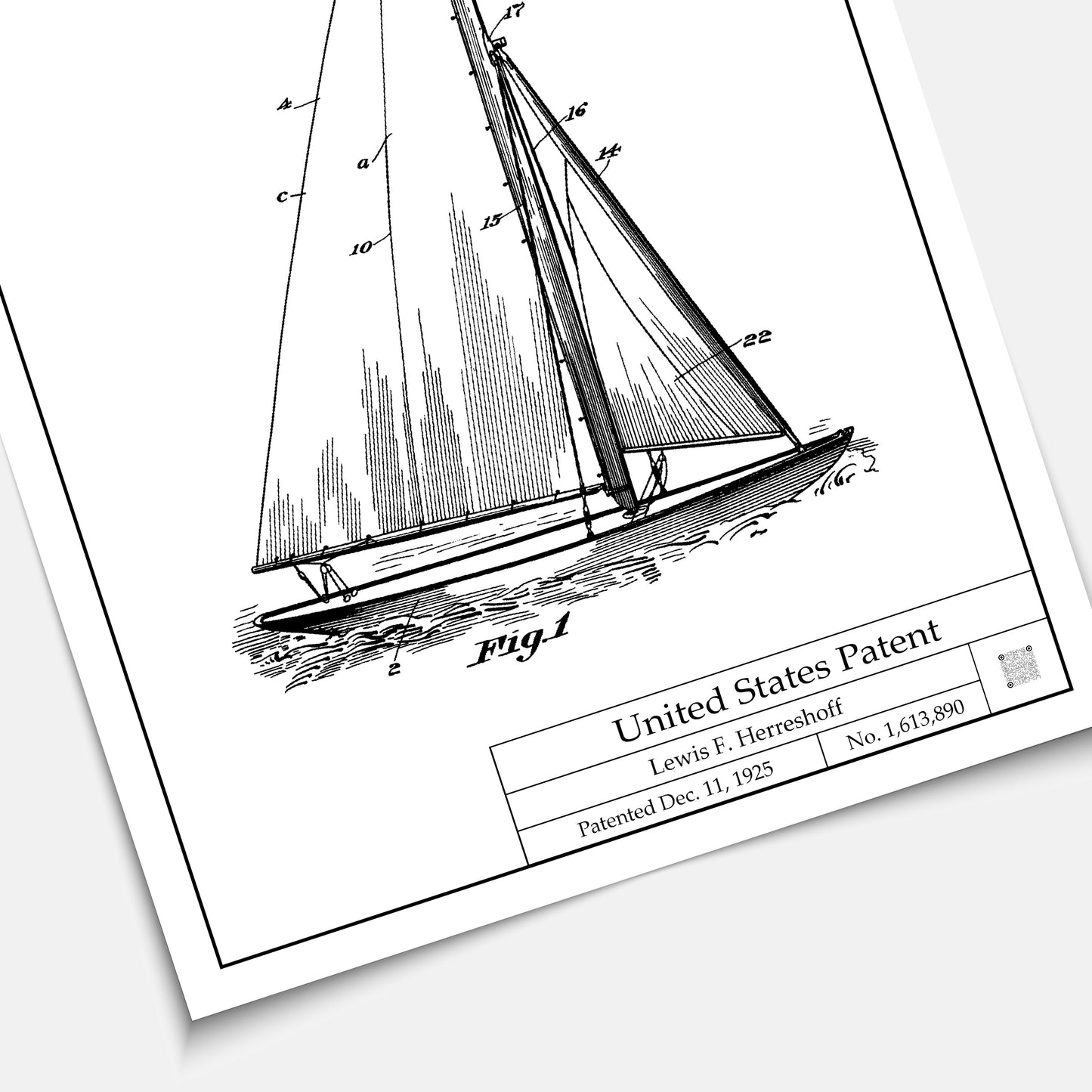 Affiche brevet Voilier Herreshoff