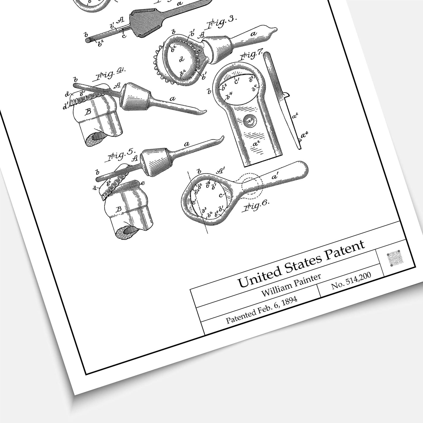 Affiche brevet Décapsuleur