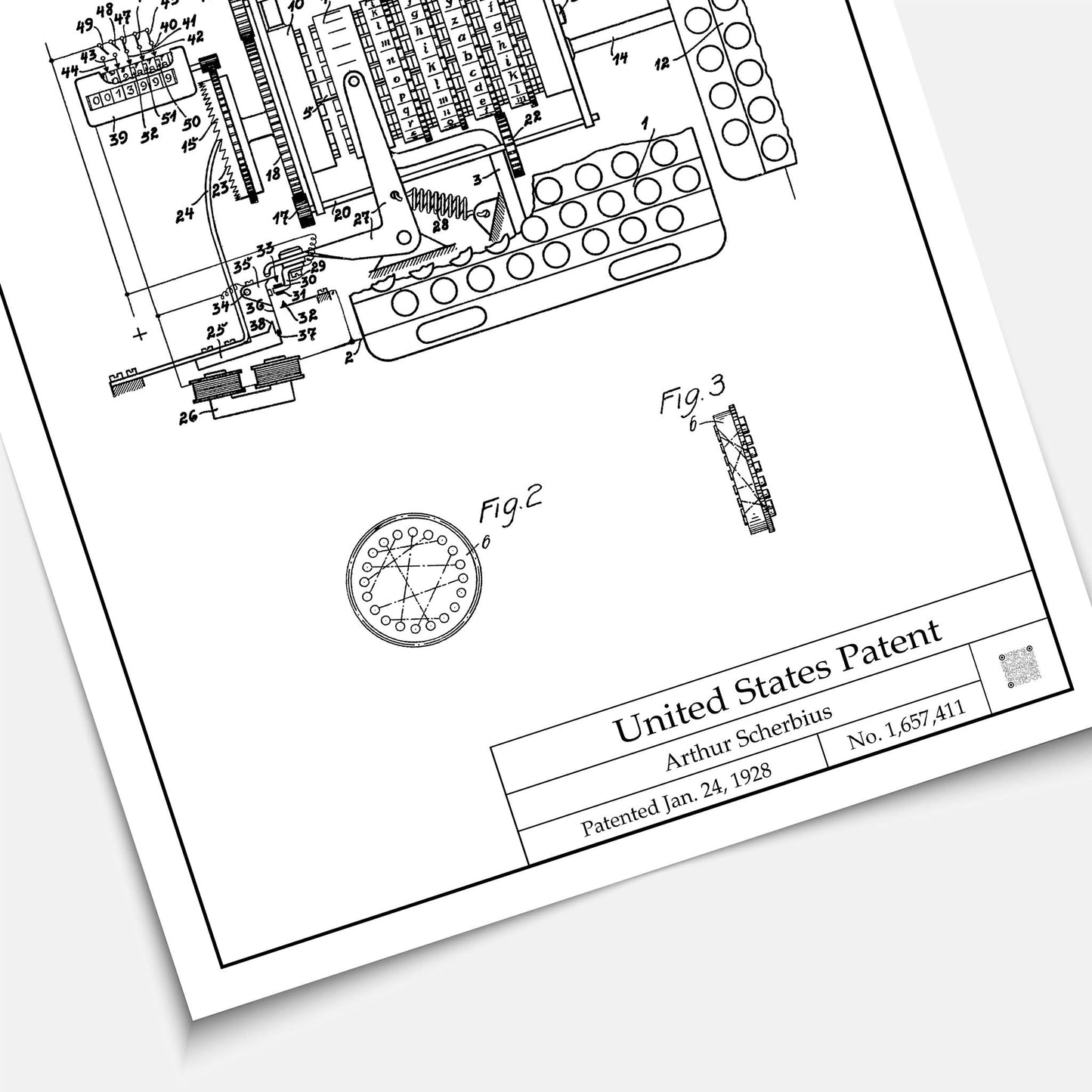 Affiche brevet Machine Enigma