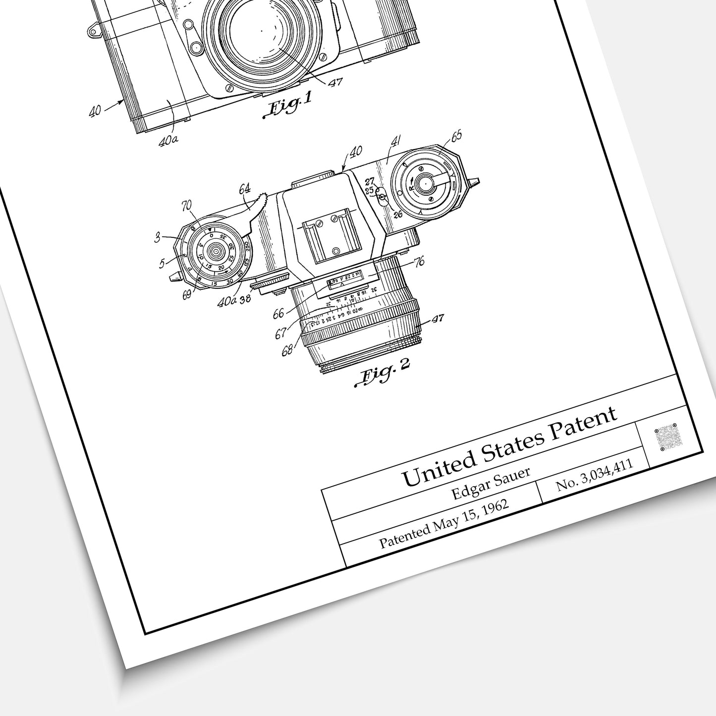 Affiche brevet Appareil Photo Reflex