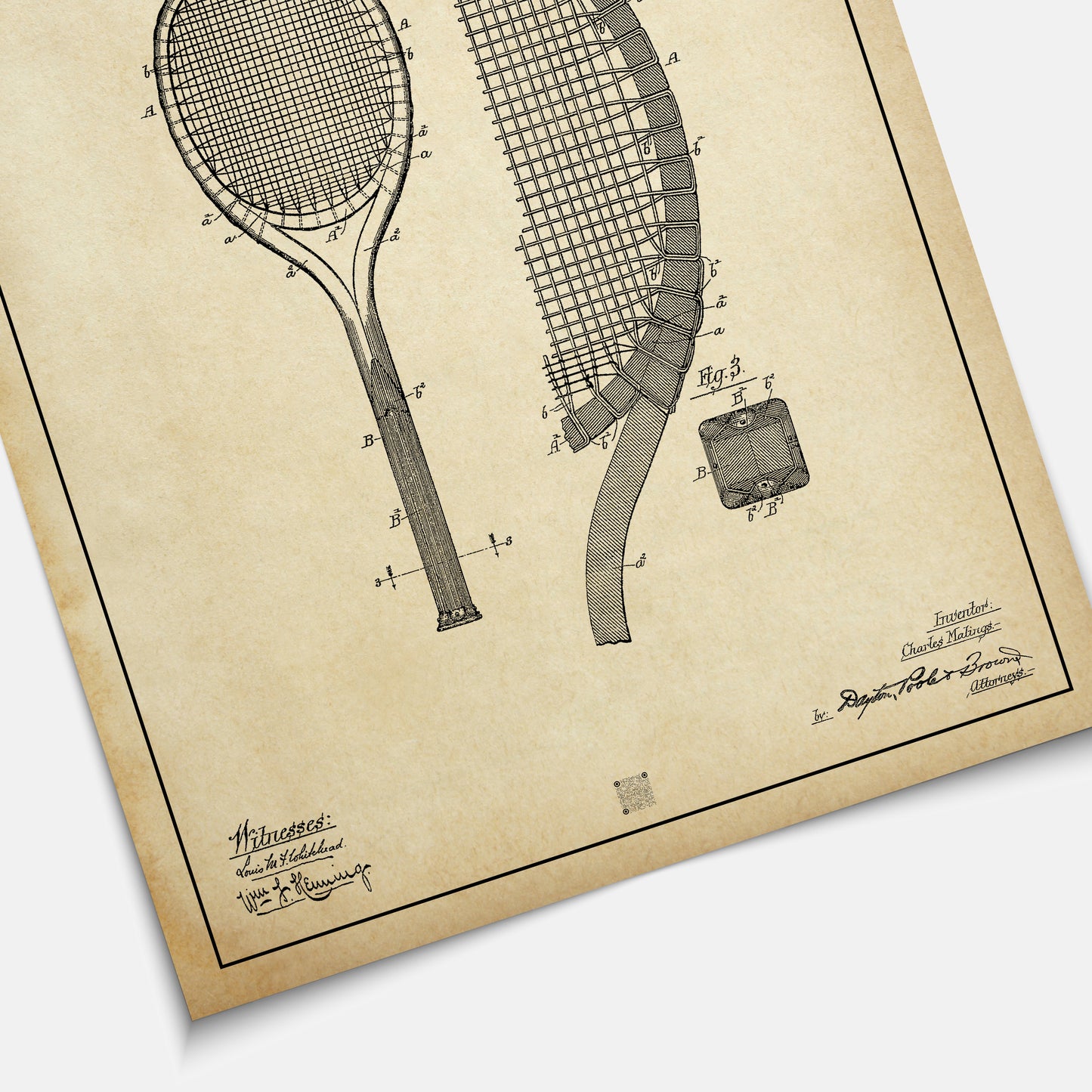 Affiche brevet Raquette de Tennis