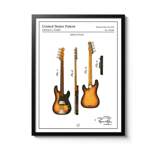 Affiche brevet Guitare Basse Fender