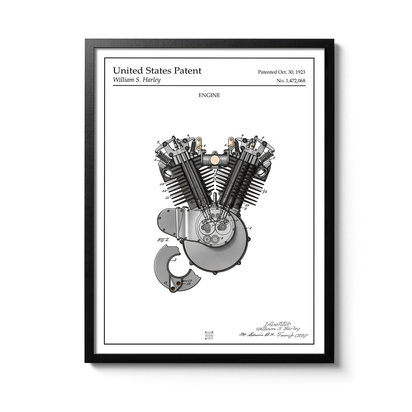 Affiche brevet Moteur Harley Davidson