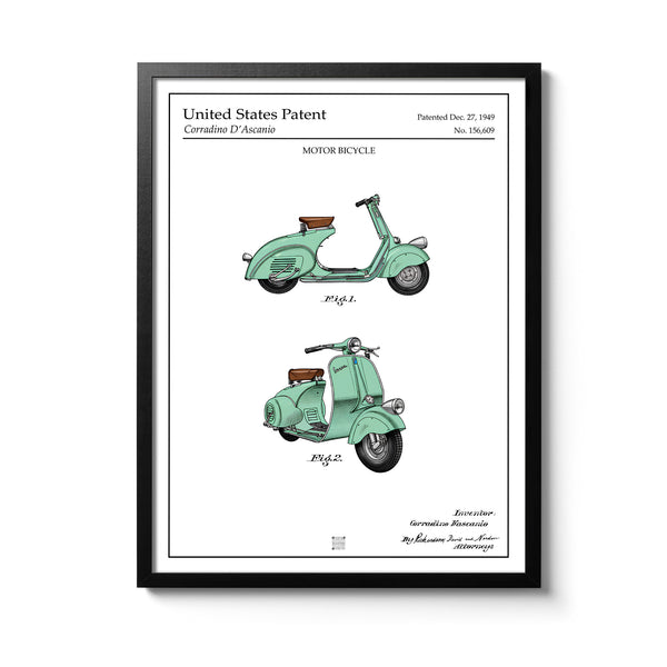 Affiche brevet Scooter Vespa