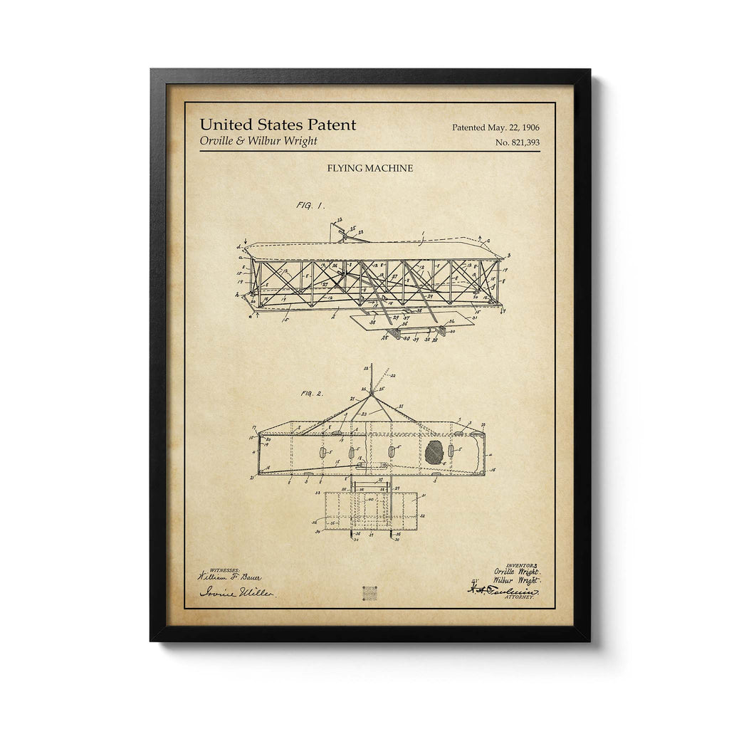 Affiche brevet Avion Frères Wright