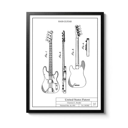 Affiche brevet Guitare Basse Fender