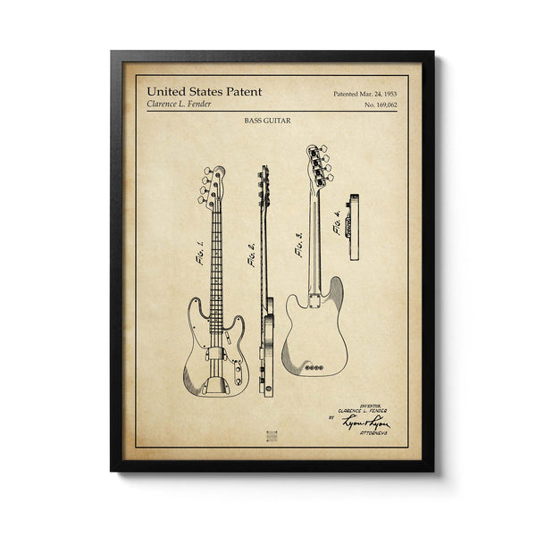 Affiche brevet Guitare Basse Fender