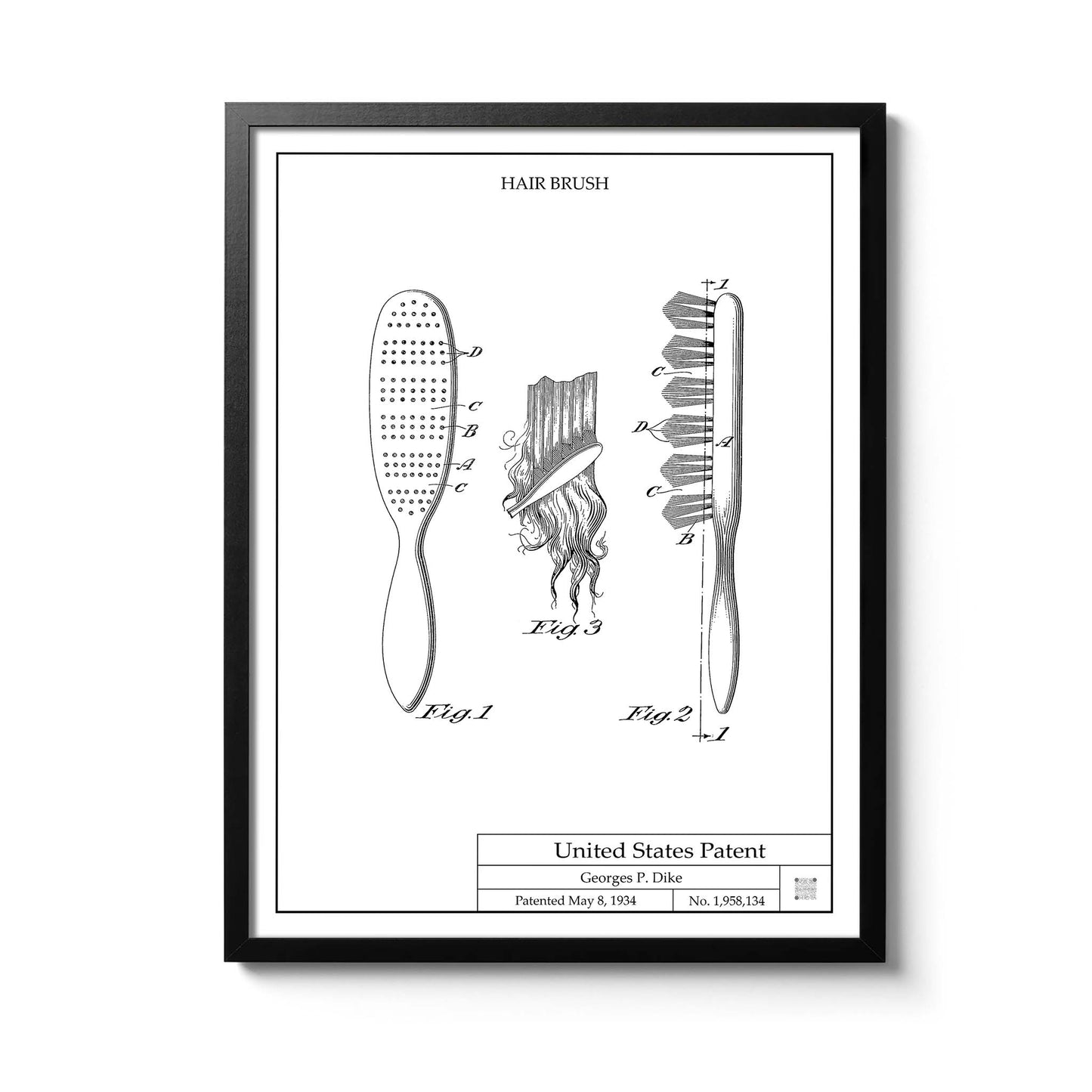 Affiche brevet Brosse à cheveux