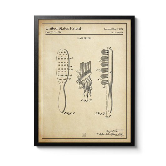 Affiche brevet Brosse à cheveux
