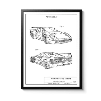 Affiche brevet Ferrari F40