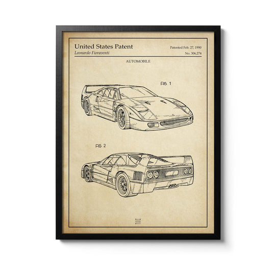 Affiche brevet Ferrari F40