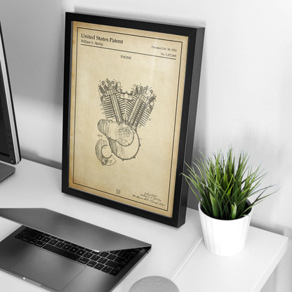 Affiche brevet Moteur Harley Davidson