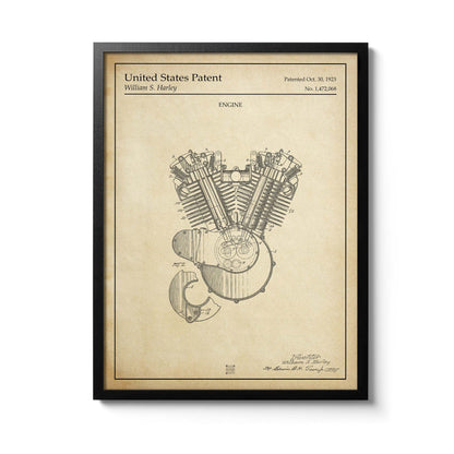 Affiche brevet Moteur Harley Davidson