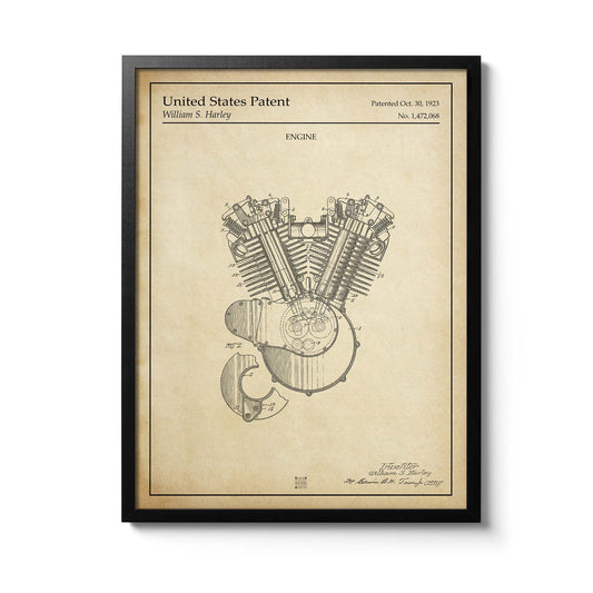 Affiche brevet Moteur Harley Davidson