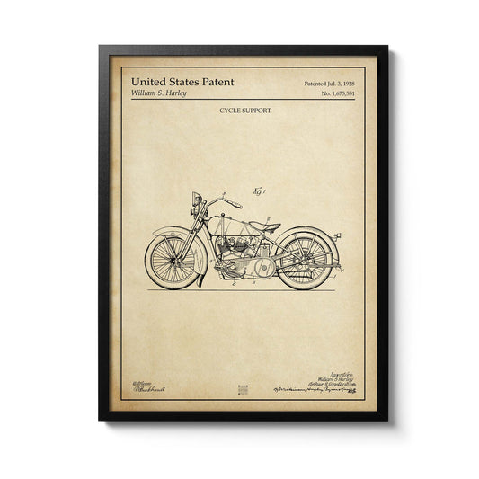 Affiche brevet Harley-Davidson 1928
