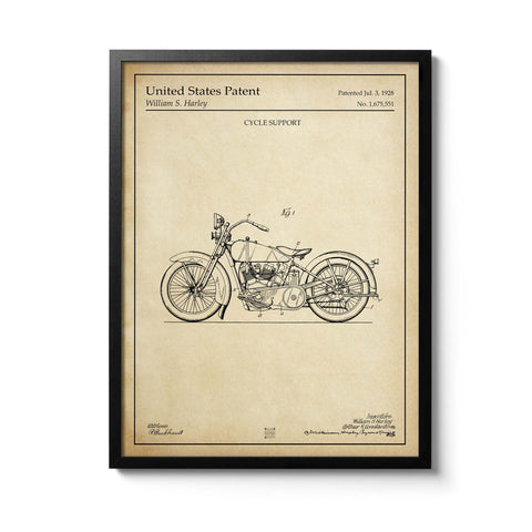 Affiche brevet Harley-Davidson 1928
