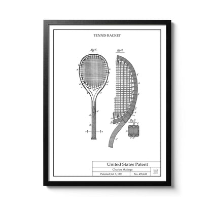 Affiche brevet Raquette de Tennis