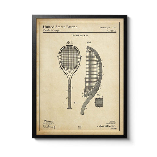 Affiche brevet Raquette de Tennis