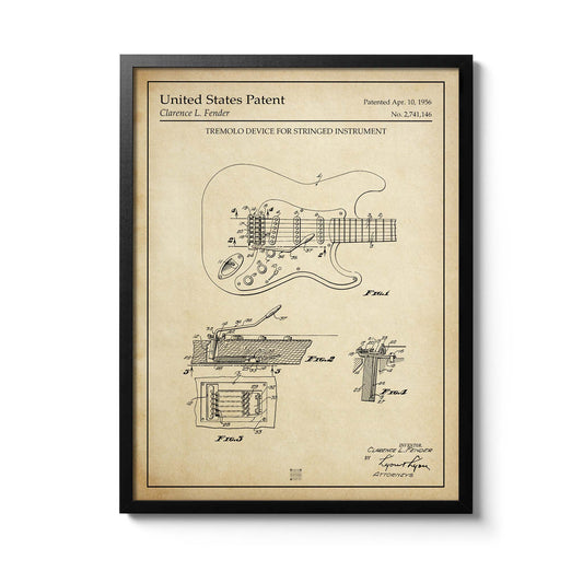 Affiche brevet Guitare Trémolo Fender