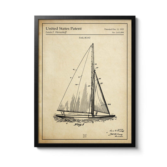 Affiche brevet Voilier Herreshoff