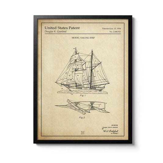 Affiche brevet Voilier Gowland